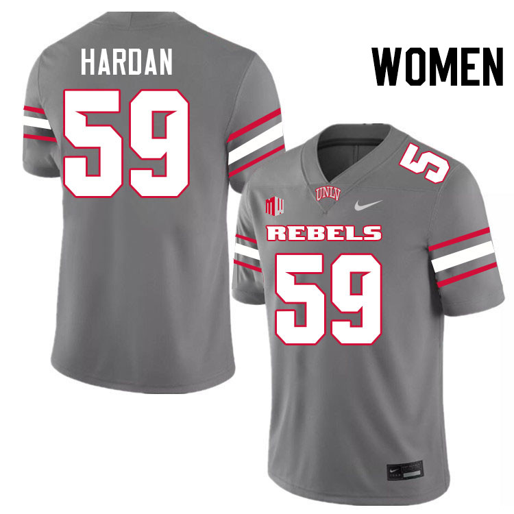 Women #59 Walker Hardan UNLV Rebels College Football Jerseys Stitched-Grey